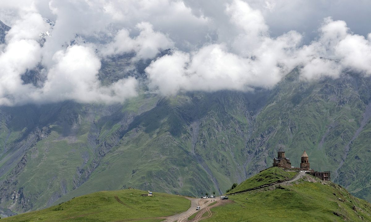 Gergeti Trinity Church below Mount Kazbek, Georgia